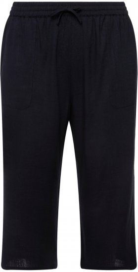 Ulla Popken Cropped Linen Blend Elastic Waist Pants Navy - Džinsi & Bikses Lielos Izmēros – Plus Size - 