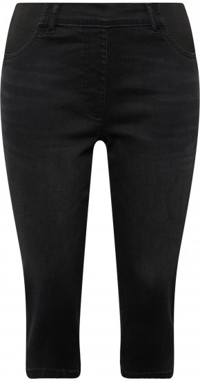 Ulla Popken Sienna Stretch Denim Capris Black - Džinsi & Bikses Lielos Izmēros – Plus Size - 