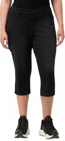 Ulla Popken Sienna Stretch Denim Capris Black - Džinsi & Bikses Lielos Izmēros – Plus Size - 