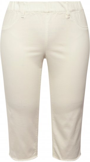 Ulla Popken Stretch Fit Raw Hem Capris Snow White - Džinsi & Bikses Lielos Izmēros – Plus Size - 