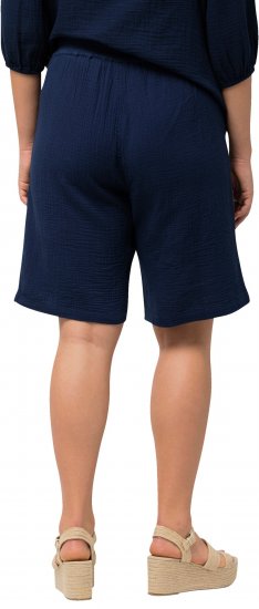 Ulla Popken Muslin Elastic Waist Wide Leg Shorts Blue - Džinsi & Bikses Lielos Izmēros – Plus Size - 