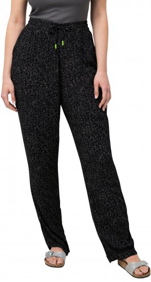 Ulla Popken Speckled Crepe Pull On Pants Black - Džinsi & Bikses Lielos Izmēros – Plus Size - 