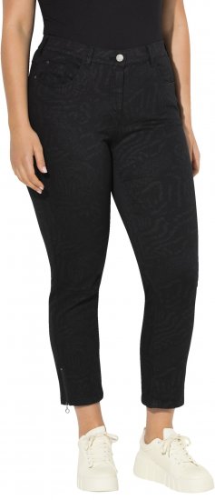 Ulla Popken Animal Print Stretch Fit Jeans Black - Džinsi & Bikses Lielos Izmēros – Plus Size - 