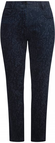 Ulla Popken Leaf Print Boyfriend Jeans Blue - Džinsi & Bikses Lielos Izmēros – Plus Size - 