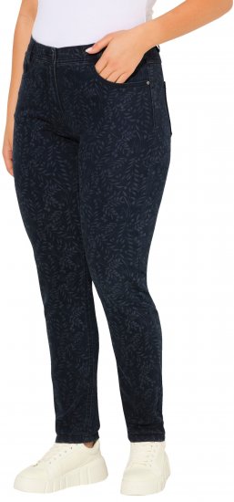 Ulla Popken Leaf Print Boyfriend Jeans Blue - Džinsi & Bikses Lielos Izmēros – Plus Size - 