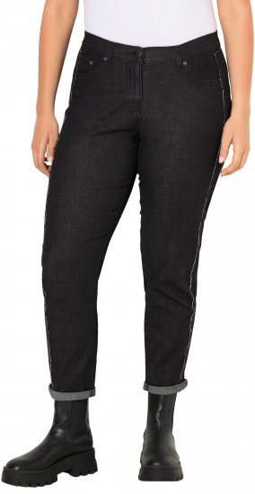 Ulla Popken Raw Denim Stripe Stretch Fit Jeans Black - Džinsi & Bikses Lielos Izmēros – Plus Size - 