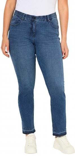 Ulla Popken Fringed Hem Stretch Fit Jeans Denim Blue - Džinsi & Bikses Lielos Izmēros – Plus Size - 