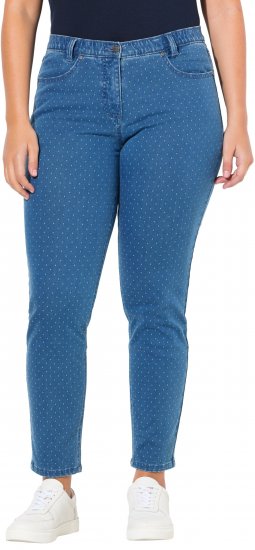 Ulla Popken Polka Dot Stretch Fit Jeans Blue Denim - Džinsi & Bikses Lielos Izmēros – Plus Size - 