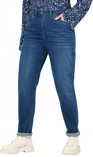 Ulla Popken Rivet Detail Mom Jeans Blue - Džinsi & Bikses Lielos Izmēros – Plus Size - 