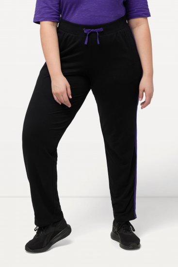 Ulla Popken Striped Elastic Waist Sweatpants Black - Džinsi & Bikses Lielos Izmēros – Plus Size - 