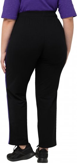 Ulla Popken Striped Elastic Waist Sweatpants Black - Džinsi & Bikses Lielos Izmēros – Plus Size - 