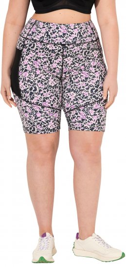 Ulla Popken Leopard Print Quick Drying Shorts Black - Džinsi & Bikses Lielos Izmēros – Plus Size - 