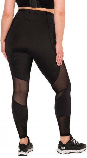 Ulla Popken Mesh Panel Leggings Black - Džinsi & Bikses Lielos Izmēros – Plus Size - 