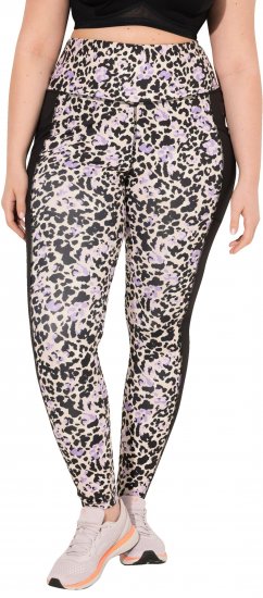Ulla Popken Leopard Print Quick Drying Leggings Black - Džinsi & Bikses Lielos Izmēros – Plus Size - 