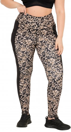 Ulla Popken Leopard Print Quick Drying Leggings Orange - Džinsi & Bikses Lielos Izmēros – Plus Size - 