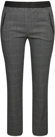 Ulla Popken Plaid Elastic Waist Tapered Leg Pants Black - Džinsi & Bikses Lielos Izmēros – Plus Size - 