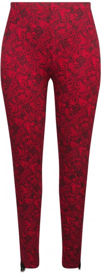 Ulla Popken Lace Print Leggings Red - Džinsi & Bikses Lielos Izmēros – Plus Size - 