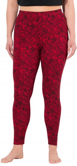 Ulla Popken Lace Print Leggings Red - Džinsi & Bikses Lielos Izmēros – Plus Size - 
