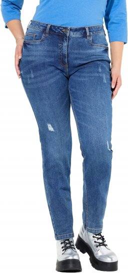 Ulla Popken Lightly Distressed Slim Leg Jeans Blue - Džinsi & Bikses Lielos Izmēros – Plus Size - 