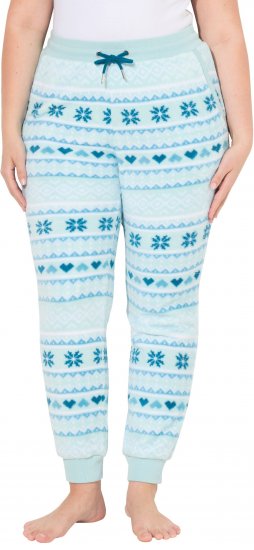 Ulla Popken Alpine Striped Plush Loungewear Pants Blue - Džinsi & Bikses Lielos Izmēros – Plus Size - 
