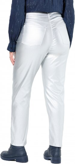 Ulla Popken Metallic Stretch Fit Mom Jeans Silver - Džinsi & Bikses Lielos Izmēros – Plus Size - 