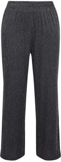 Ulla Popken Sparkling Pinstripe Elastic Waist Pants Black - Džinsi & Bikses Lielos Izmēros – Plus Size - 