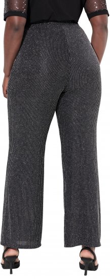 Ulla Popken Sparkling Pinstripe Elastic Waist Pants Black - Džinsi & Bikses Lielos Izmēros – Plus Size - 