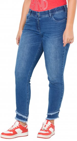 Ulla Popken Double Fringe Hem Stretch Fit Jeans Denim Blue - Džinsi & Bikses Lielos Izmēros – Plus Size - 