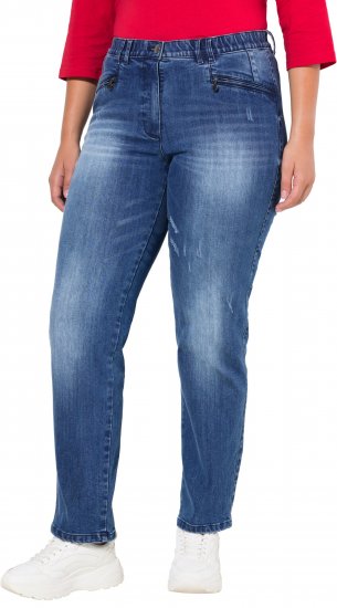 Ulla Popken Tapered Leg Lightly Distressed Jeans Denim Blue - Džinsi & Bikses Lielos Izmēros – Plus Size - 
