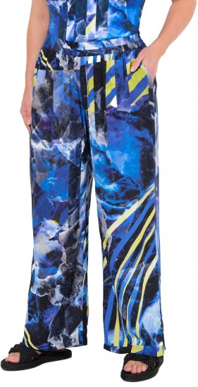 Ulla Popken Blue Stroke Wide Leg Palazzo Pants - Džinsi & Bikses Lielos Izmēros – Plus Size - 