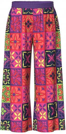 Ulla Popken Tile Print Wide Leg Palazzo Pants Purple - Džinsi & Bikses Lielos Izmēros – Plus Size - 