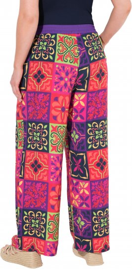 Ulla Popken Tile Print Wide Leg Palazzo Pants Purple - Džinsi & Bikses Lielos Izmēros – Plus Size - 