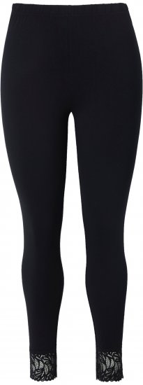 Ulla Popken Lace Trim Leggings Black - Džinsi & Bikses Lielos Izmēros – Plus Size - 