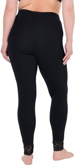 Ulla Popken Lace Trim Leggings Black - Džinsi & Bikses Lielos Izmēros – Plus Size - 