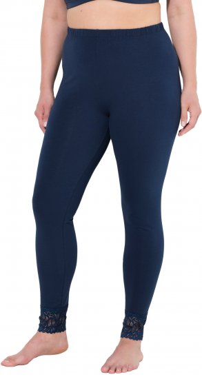 Ulla Popken Lace Trim Leggings Navy - Džinsi & Bikses Lielos Izmēros – Plus Size - 
