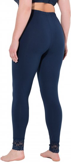 Ulla Popken Lace Trim Leggings Navy - Džinsi & Bikses Lielos Izmēros – Plus Size - 