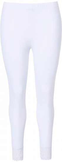 Ulla Popken Lace Trim Leggings White - Džinsi & Bikses Lielos Izmēros – Plus Size - 