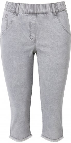 Ulla Popken Denim Fringed Hem Capris Grey - Džinsi & Bikses Lielos Izmēros – Plus Size - 