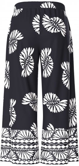 Ulla Popken Fossil Print Elastic Waist Palazzo Pants Black - Džinsi & Bikses Lielos Izmēros – Plus Size - 