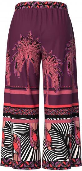 Ulla Popken Mixed Palm Print Elastic Waist Palazzo Pants Red - Džinsi & Bikses Lielos Izmēros – Plus Size - 