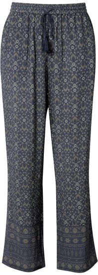 Ulla Popken Geometric Print Elastic Waist Pants Navy - Džinsi & Bikses Lielos Izmēros – Plus Size - 