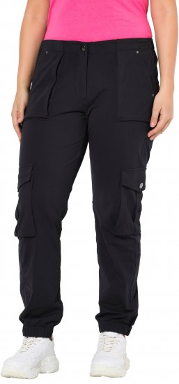Ulla Popken Elastic Hem Stretch Fit Cargo Pants Black - Džinsi & Bikses Lielos Izmēros – Plus Size - 