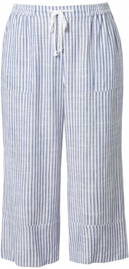 Ulla Popken Coastal Stripe Linen Blend Elastic Waist Culottes Blue - Džinsi & Bikses Lielos Izmēros – Plus Size - 