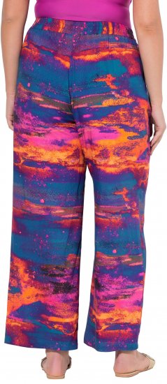 Ulla Popken Abstract Sunset Elastic Waist Palazzo Pants Orange - Džinsi & Bikses Lielos Izmēros – Plus Size - 