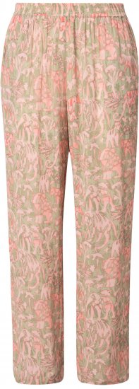 Ulla Popken Safari Print Elastic Waist Pants Green - Džinsi & Bikses Lielos Izmēros – Plus Size - 