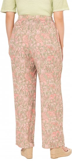 Ulla Popken Safari Print Elastic Waist Pants Green - Džinsi & Bikses Lielos Izmēros – Plus Size - 
