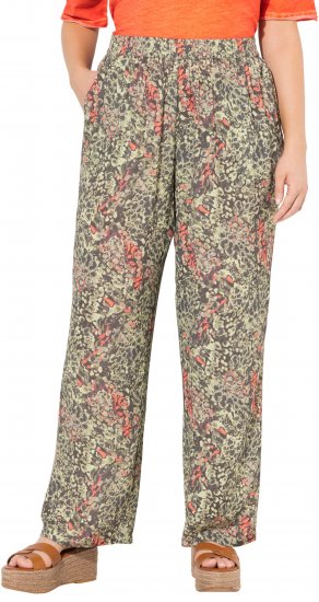 Ulla Popken Crocodile Print Elastic Waist Pants Olive Grey - Džinsi & Bikses Lielos Izmēros – Plus Size - 