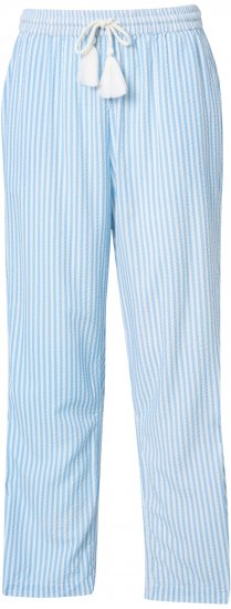 Ulla Popken Seersucker Elastic Waist Pants Blue - Džinsi & Bikses Lielos Izmēros – Plus Size - 