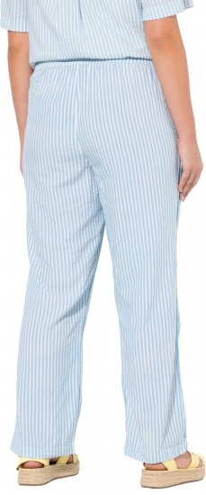 Ulla Popken Seersucker Elastic Waist Pants Blue - Džinsi & Bikses Lielos Izmēros – Plus Size - 