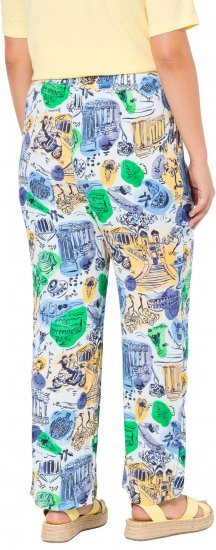 Ulla Popken Italy Print Elastic Waist Pants White - Džinsi & Bikses Lielos Izmēros – Plus Size - 